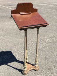 Very Nice Large / Tall Lectern / Podium - Cast Iron Base - Nice Quality LOOKS SMALL  SHORT In Photos Its Not