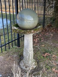 Solid Concrete Birdbath With RemovableGarden Sphere