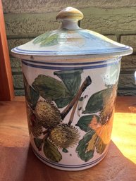 Painted Ceramic Vintage Covered Canister
