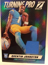 2023 Panini Zenith Turning Pro Quentin Johnston Rookie Jersey Relic Card - K