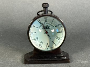 Small Pottery Barn Railway Regulator Desk Mantle Magnified Clock