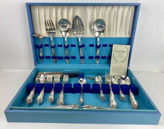 Rogers Silver Plated Flatware Service In Blue Case