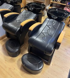 Pair Of Salon Shampoo/Washing Chairs With Ceramic Bowls  - Lot 1 Of 3