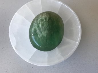 Selenite Bowl With Fluorite  Gem Stone,  1 LB