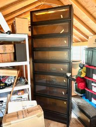 Vintage Wood Library Book Shelves With Glass Doors