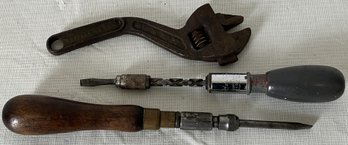 Antique Yankee Drills And Adjustable Wrench