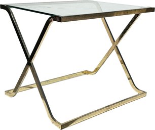 A Vintage Modern Brass And Glass Side Table C. 1960's-1970's