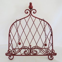 Country Primitive Style Red Metal Cook Book Holder