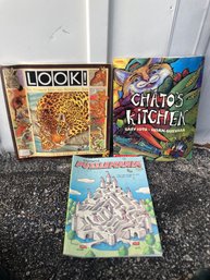 3 Children's Books  Puzzlemania, Chato's Kitchen  And Look The Ultimate Spot The Difference Book