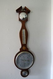 A Banjo Style Barometer With Thermometer And Hygrometer