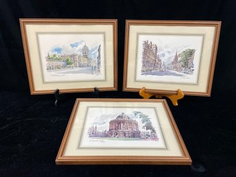 Lot Of Three Framed Watercolor Lithograph Prints