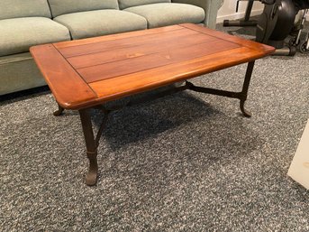 Modern Wood Top Iron Base Coffee Table 45x30x17'