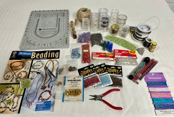 Jewelry Beading Large Lot - Beads, Tools, Storage, Instructions And More In Large Tub