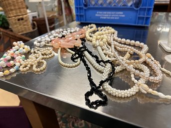 Large Group Of Faux Pearls And Beaded Necklaces