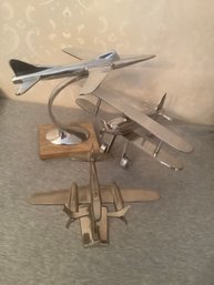 Metal Plane Models Set Of 3