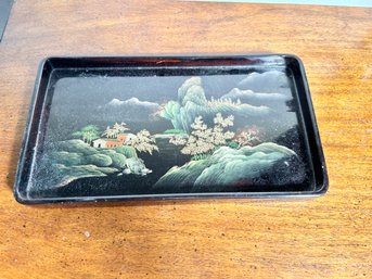 Vintage Chinese Black Lacquer Tray