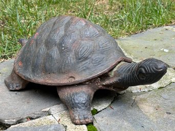 A Vintage Cast Iron Garden Turtle