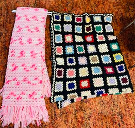 Vintage Afghans  Throws One Patch Design One Pink Both Granny Style