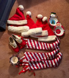 Santa And His Elf Attire Including Vintage Elf Sneakers