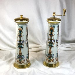 Vintage Lenox Lido Salt Shaker & Pepper Mill Grinder 24k Gold Trim