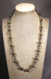 Signed Designer Silver And Gold Tone Necklace 20' Long