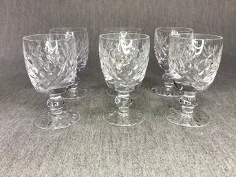 Group Of Six (6) WATERFORD Claret Glasses - Very Pretty Pattern - Unsure Of Name - No Damage - 4' Tall