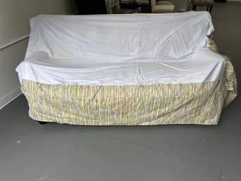 Fun Yellow And Gray Striped Queen Size Bed Skirt ***Separate Pick-Up Location Sat. Aug. 10