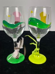 Painted Golf Themed Wine Glasses