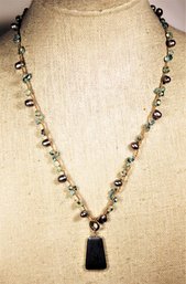 Sterling Silver Art Glass, Gemstone And Pearl Necklace By Holly Yashi