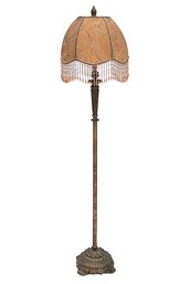 A Bronze Standing Lamp With Custom Silk Shade By Frederick Cooper