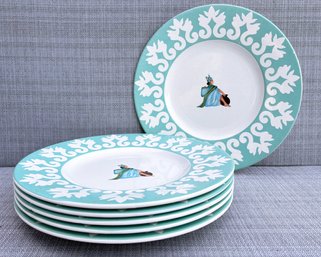 A Set Of 6 Ceramic Dinner Plates By Frederique Jones For Moulin