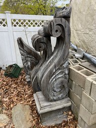 Three Massive Antique Corbels From A Church In Derby, CT