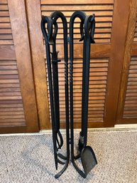Set Of Iron Fireplace Tools With Stand