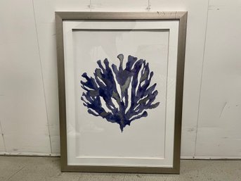 Ariane Martine Signed & Numbered Print Of Royal Blue Coral In Brushed Chrome Frame