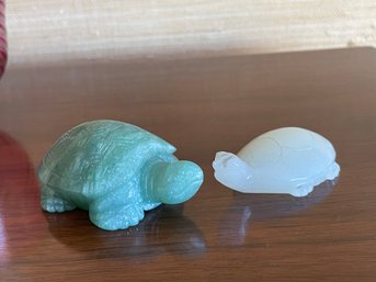 Pair Of Jade/Jadeite Small Turtles .