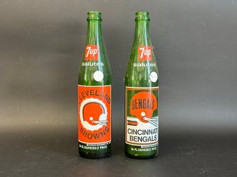 Vintage 1970s Commemorative 7-Up Bottles: Bengals & Browns