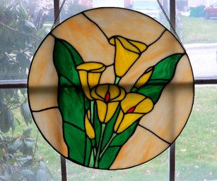 A Large 16' Diameter Stained Glass Lily Suncatcher