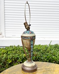 An Antique Cloisonne And Onyx Lamp