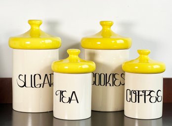 Set Of Vintage Mid Century Modern Kitchen Canisters - Set Of 4