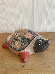 Mexican Folk Art Large Ceramic Turtle