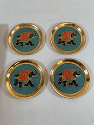 4 Metal Indian Elephant Coasters
