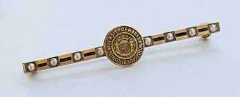 Antique 10k Pearl 1807-1856-1920 University Of Maryland Bar Pin