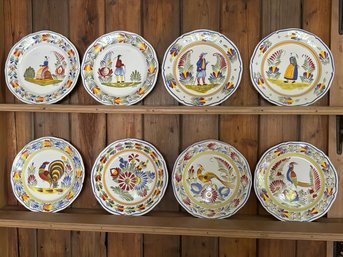 8 Henriot Quimper Plates Made In France