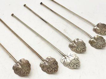 A Set Of 6 Vintage Sterling Silver Ice Tea Spoons