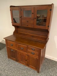 Antique Bakers Cabinet Hutch 46x24.5x63' Beautiful Ornate Hardware Nice Piece