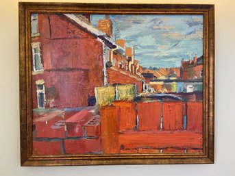 Original Oil Painting On Canvas Cityscape Impressionist Unsigned Artwork Custom Framed