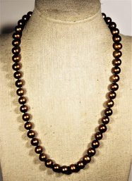 Fine Chocolate Colored Genuine Cultured Pearl Necklace Sterling Silver