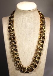 Very Fine Heavy Gold Tone Link Necklace Signed 20' Long