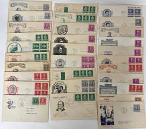 Over 30 1940's Famous Americans First Day Issue Stamps & Envelope