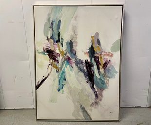 Framed Abstract Artwork In Lilac, Plum, Gold & Turquoise